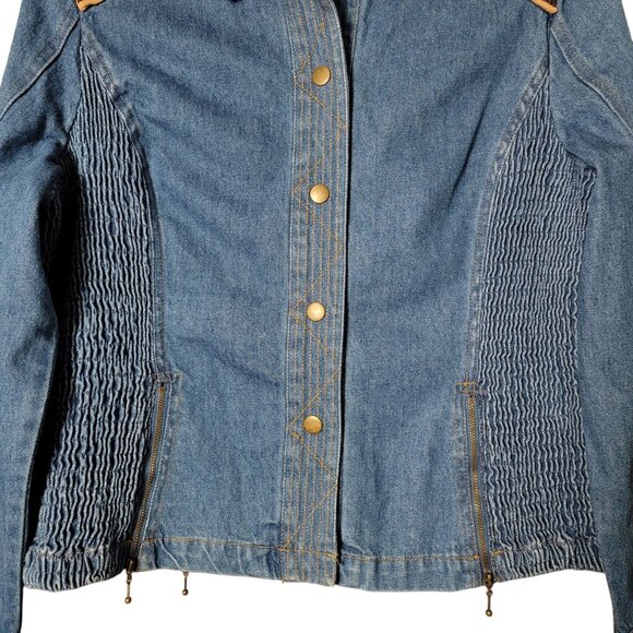 Vintage Nancy Bolen City Girl Smocked Denim Cowgirl Rodeo Western Jacket Size 12 - Picture 4 of 11